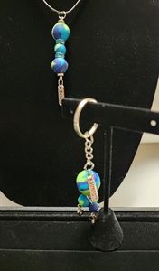 Handmade polymer clay bead Necklace and Keychain set